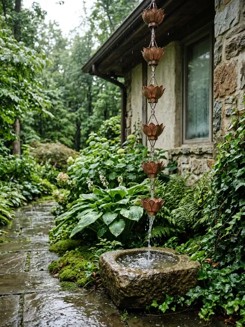 Rain chain instead of a downspout