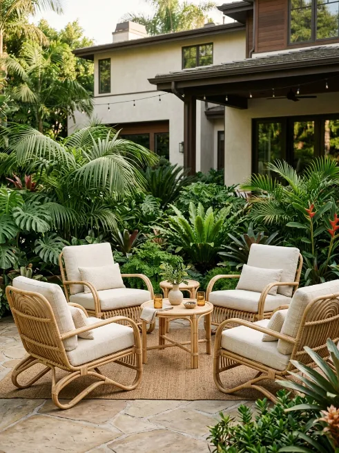Rattan or wicker lounge chairs