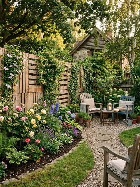 Reclaimed wood pallet fence