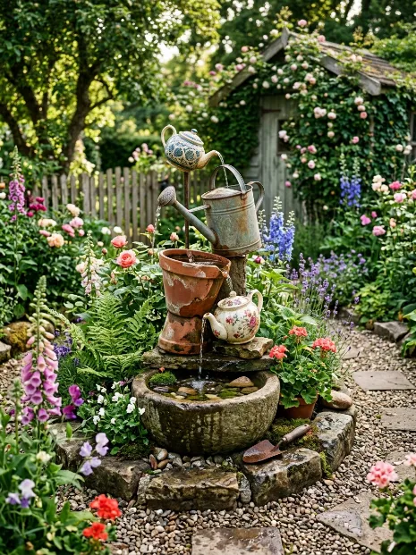 Recycled material fountain