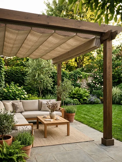 Retractable canopy pergola