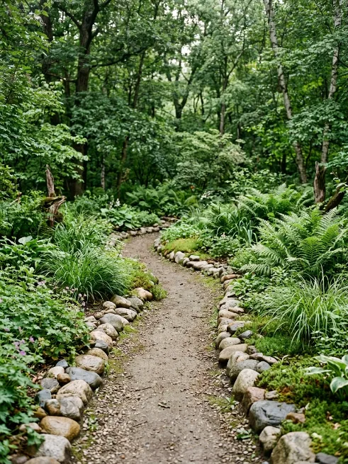 River rock border path