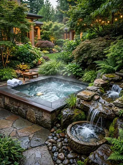 Rock waterfall feature