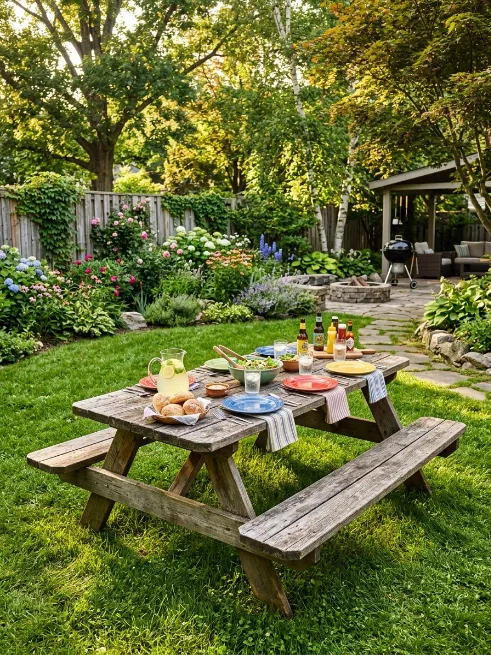 Rustic picnic table style