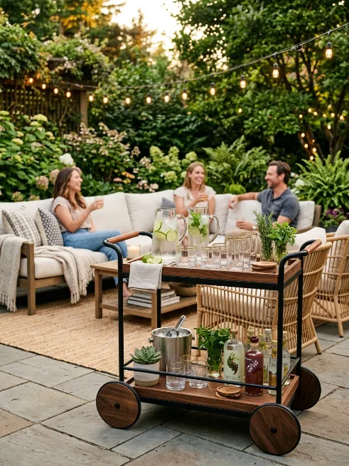 Set up a backyard bar cart