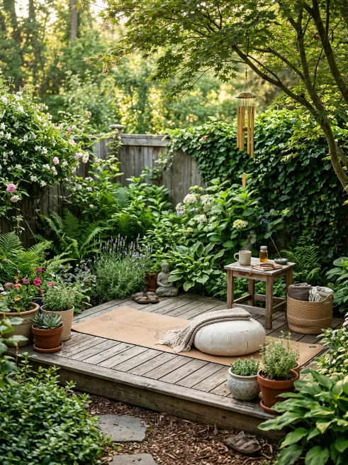 Set up a backyard yoga or meditation corner