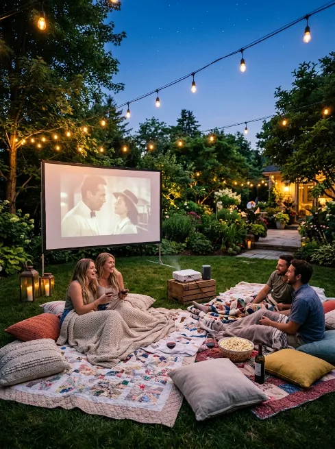 Set up an outdoor movie night spot