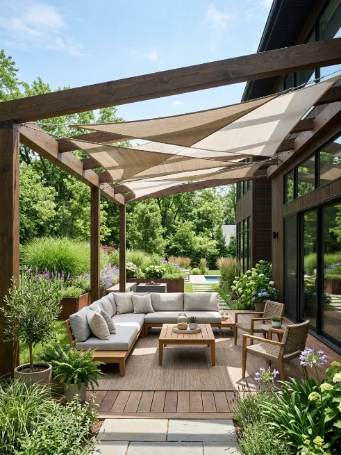 Shade sail combo pergola