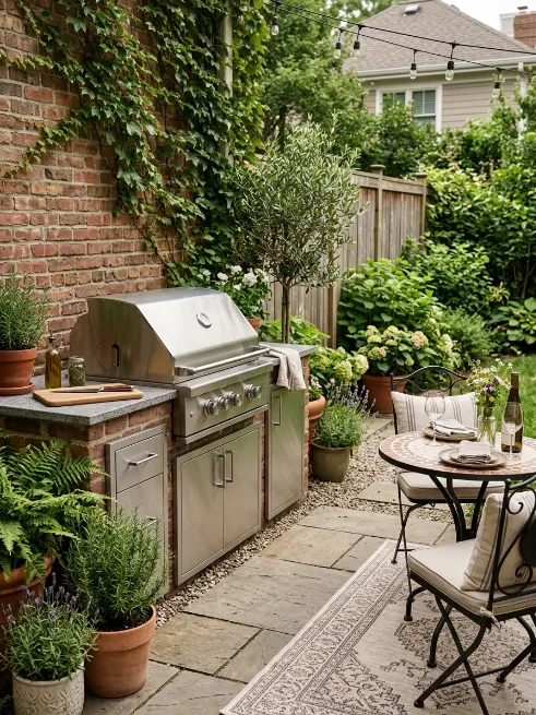 Small grill station for tight spaces