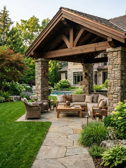 Stone pillar pavilion