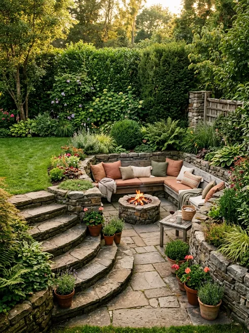 Sunken patio or lowered seating area