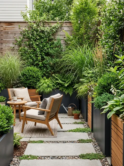Tall planter boxes as a living fence