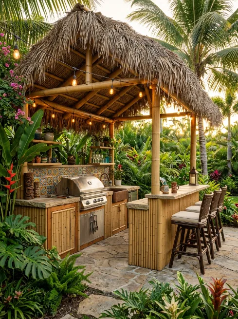 Tropical style outdoor kitchen