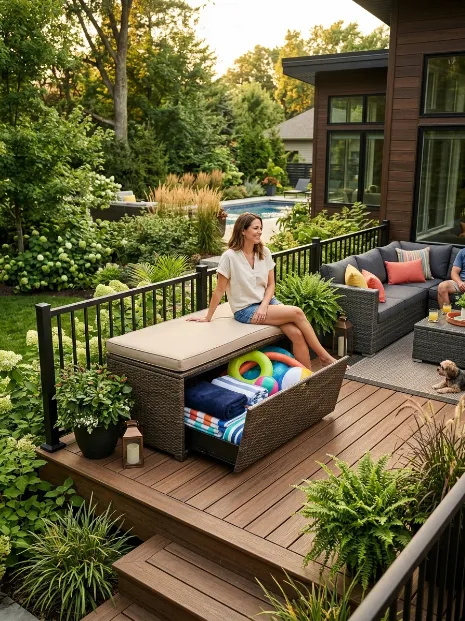 Try a deck box with a lid you can sit on