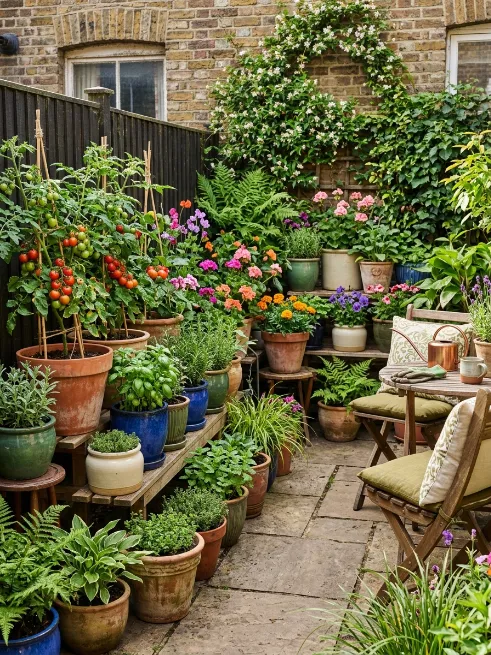Use container gardening on a patio