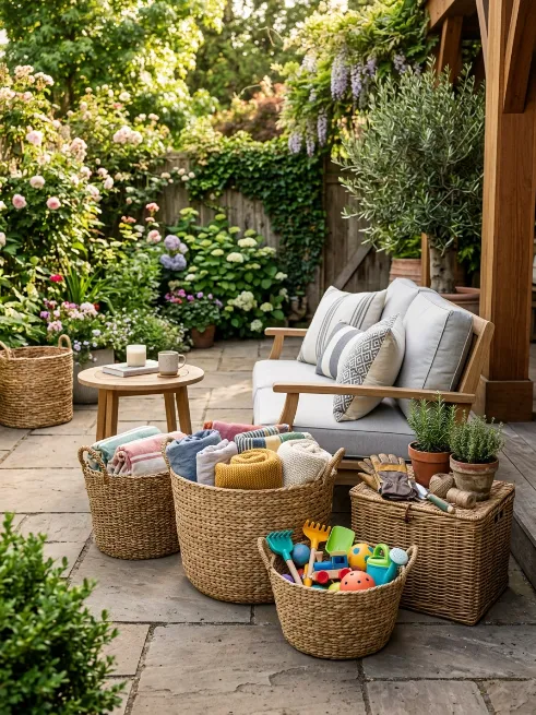 Use decorative baskets for small items