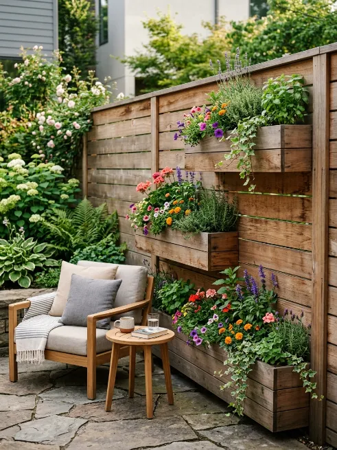 Use fencing with built in planters