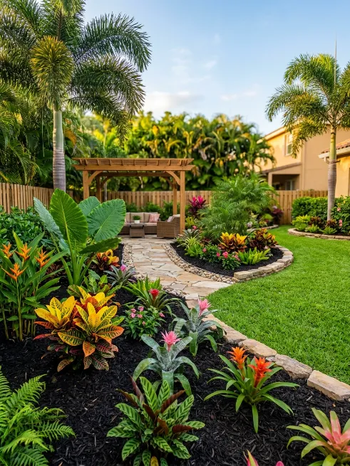 Use mulch beds with rich dark color