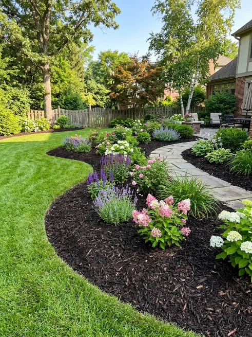 Use mulch to define garden beds
