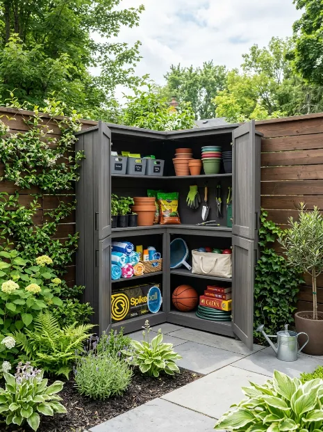 Use a corner cabinet for awkward spaces