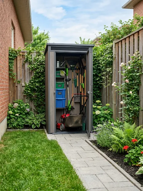 Use a slim storage shed