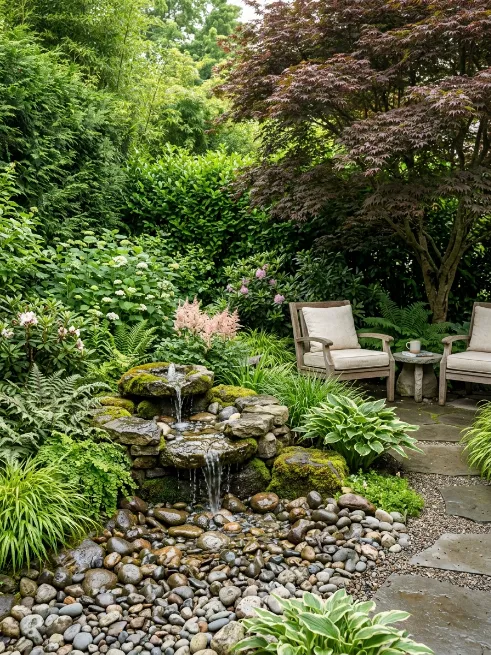 Water features to mask sound