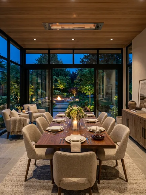 Weatherproof all season dining room