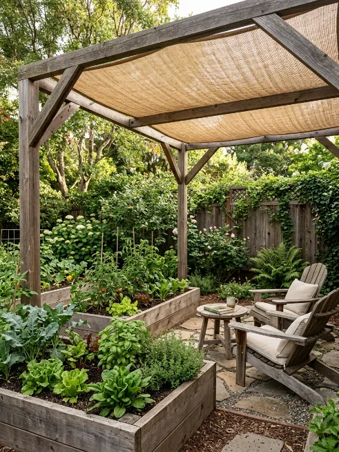 Woven shade cloth over a simple frame