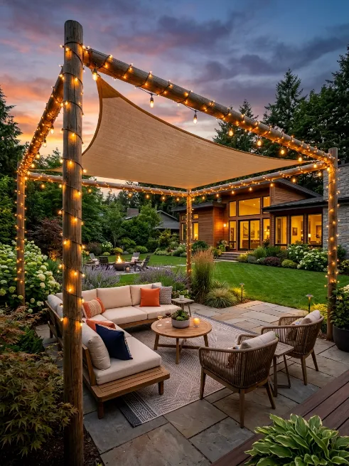 Wrap a large shade sail frame
