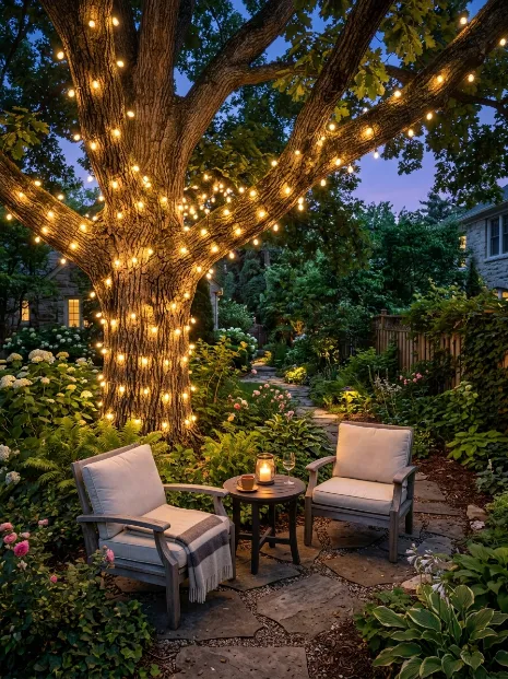 Wrap trees in lights