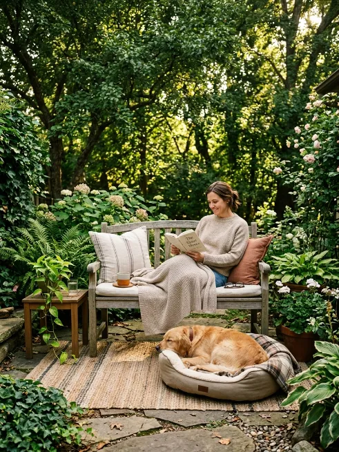 A cozy reading nook for you and your dog