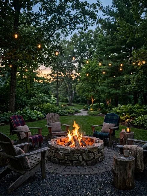 A fire pit circle
