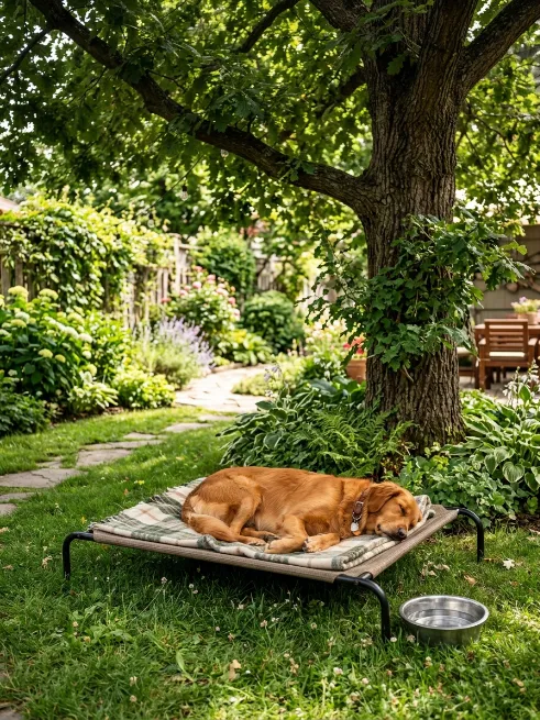 A shaded lounge corner