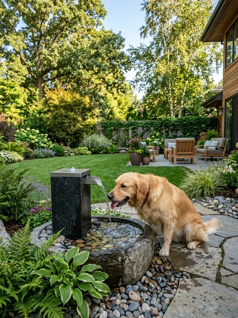 A water fountain feature