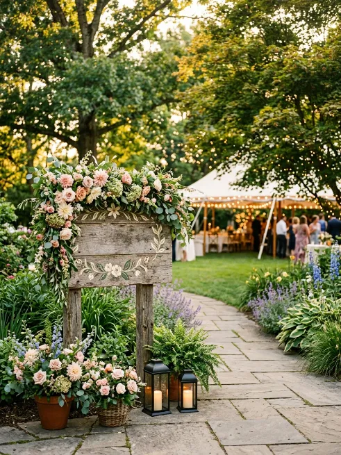 Add a rustic welcome sign