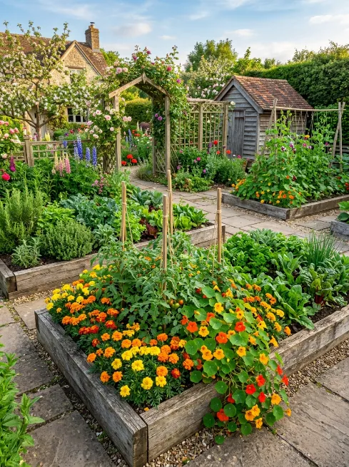 Add a vegetable and flower border combo