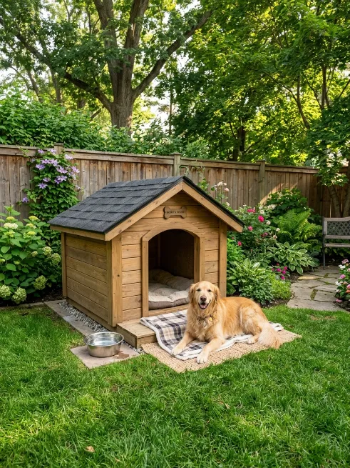 An outdoor dog house