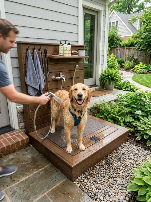 An outdoor wash station