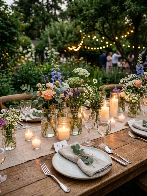 Decorate with mason jars and candles