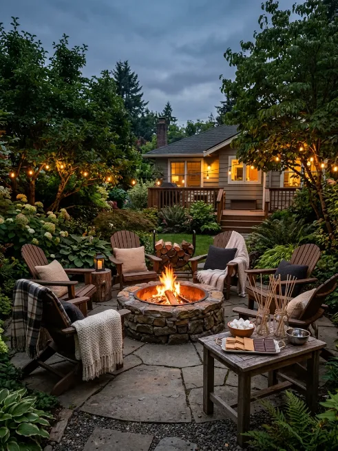 Fire pit with a smores station