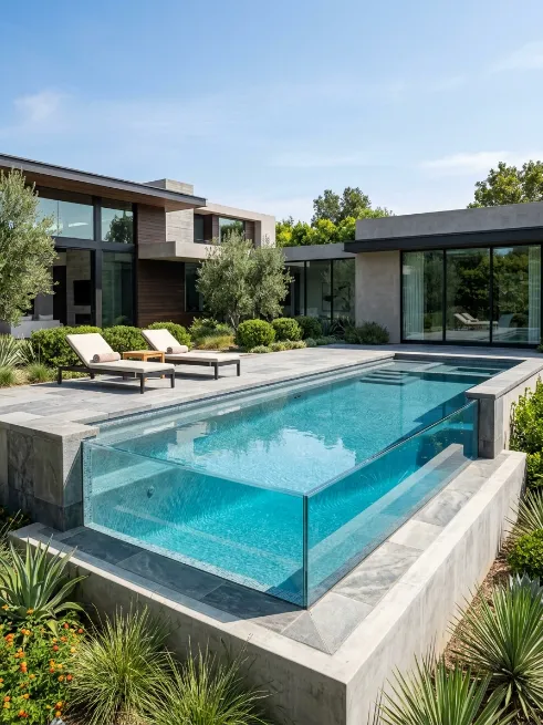 Glass wall pool