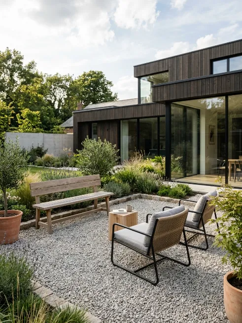 Go for a minimalist gravel patio
