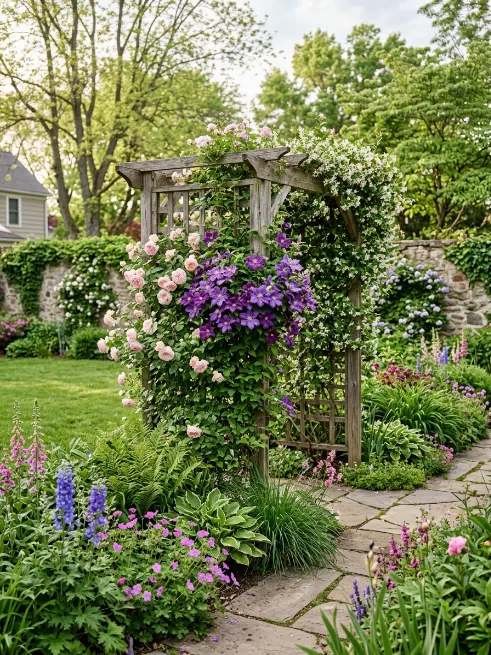 Grow climbing plants on a trellis