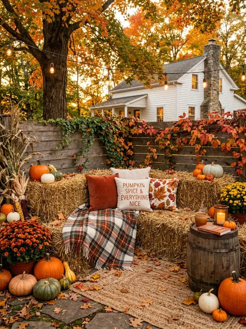 Hay bale seating corner