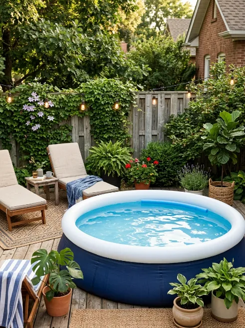 Inflatable pool with a nice setup