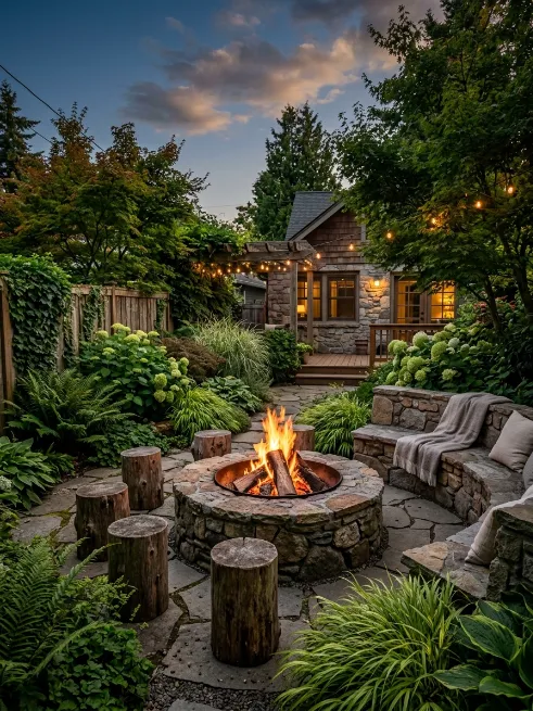 Install a fire pit as the backyards anchor point