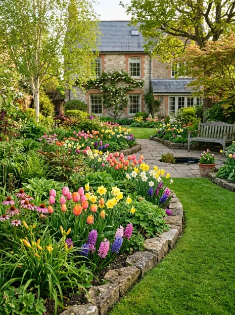 Plant a mix of bulbs and perennials