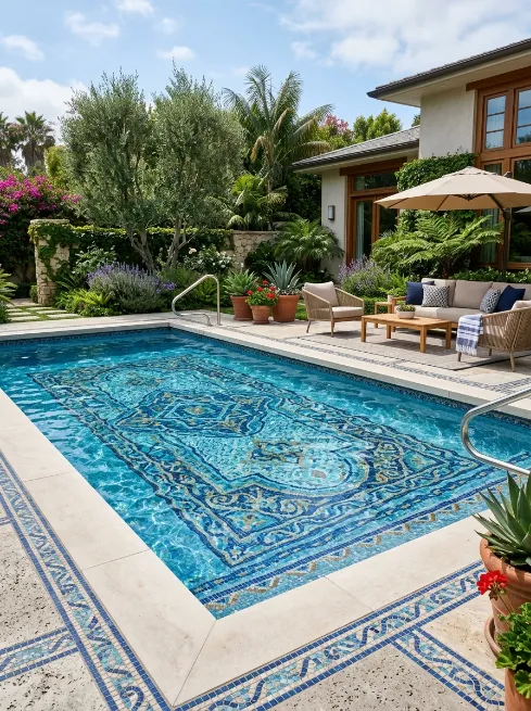 Pool with a tiled mosaic bottom