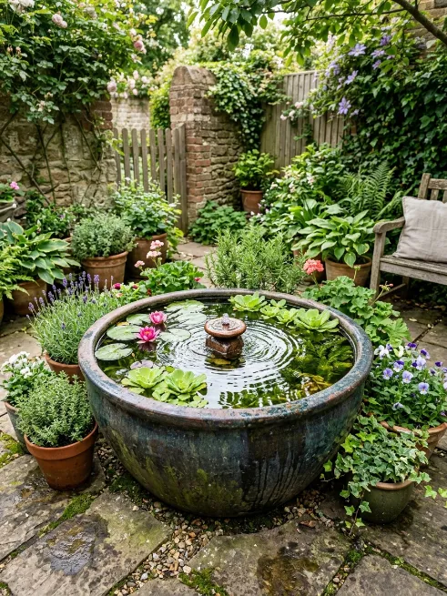 Small container pond for tiny yards