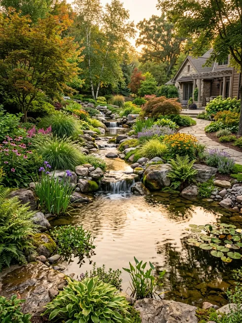 Stream fed pond
